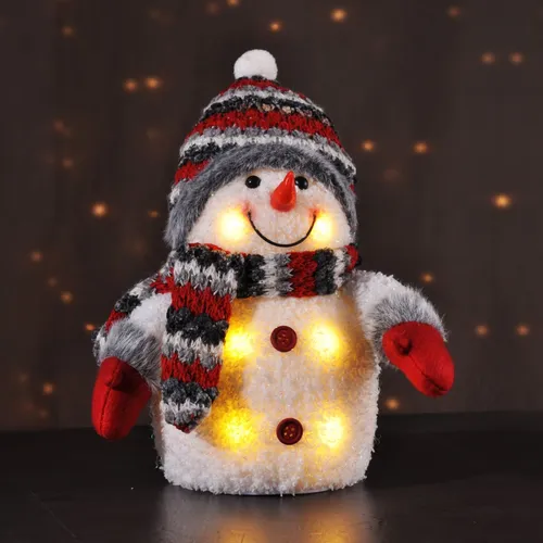 Schneemann Dekofigur Weihnachten Winter Schnee Figur Deko mit weissen LED
