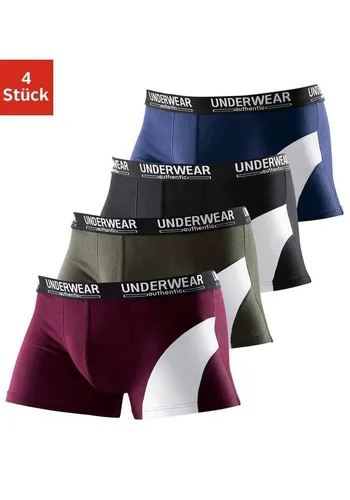 AUTHENTIC UNDERWEAR Boxer Boxershorts für Herren (Packung, 4-St) mit kontrastfarbenen Einsatz