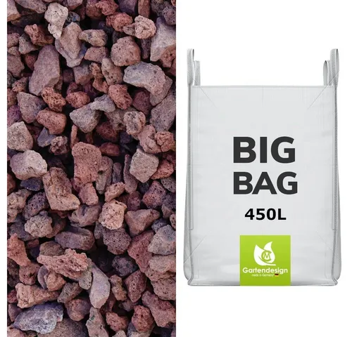 Lavamulch rot/braun 16/32 mm - 450 Liter BigBag - Mulch für Blumenbeete und Blumentöpfe, biologisch abbaubar und ideal für Innen- & Außenbereich, sorgt für optimale Bodenfeuchtigkeit und schützt Pflanzen.