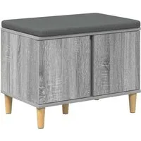 vidaXL Flurbank mit Kissen Grau Sonoma 60 x 38 x 46 cm - Moderne Flurbank für den Innenbereich, verbindet Funktionalität und Stil. Mit viel Stauraum und rutschfestem Komfortkissen. Ideal für Flure und Eingangsbereiche.