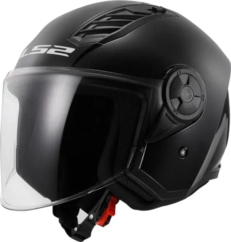 LS2 Jet-Motorradhelm Airflow II Gloss Black, M - Motorradhelm mit langem, kratzfestem Visier, ideal für Stadtfahrten. Leicht und sicher nach ECE 22.06 zertifiziert.