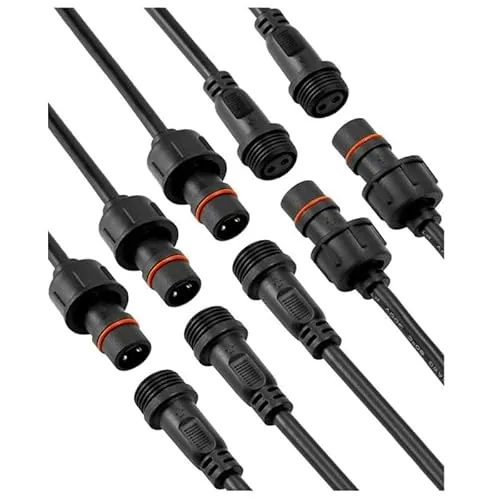 Produktbild poliger Stecker 12V wasserdicht (5 Paar) IP65 Steckverbinder mit 16 AWG Kabel (20cm) Schraubbar für zuverlässigen Schutz 2