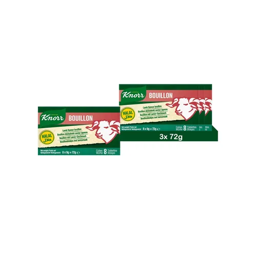 KNORR HALAL Bouillon Brühwürfel Lamm, Suppenwürfel (3 Stück (8 x 9g))