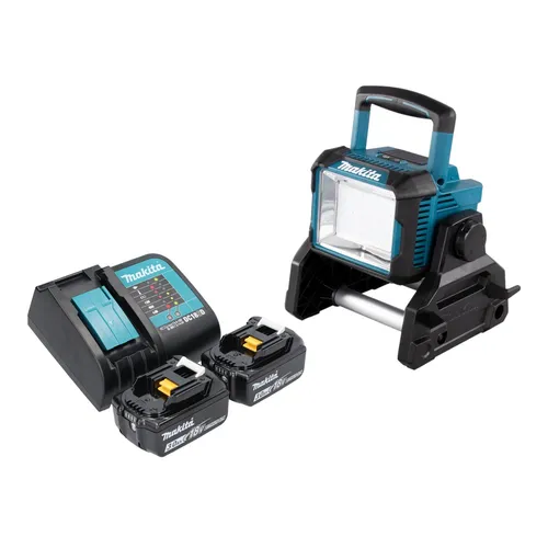 Makita DEADML 811 SF Akku Baustrahler 3000 lm LED mit 2x Akku - Arbeitsleuchten mit 3000 Lumen, ideal für Baustellen und Werkstätten, flexibel nutzbar mit Akku oder Netzkabel, vertikal verstellbar für optimale Ausleuchtung.