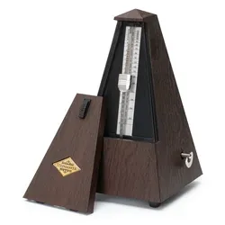 Steinmayer M-03G Metronom mit Glocke Braun - Mechanisches Metronom für präzises Timing, 40-208 Anschläge pro Minute, ideal für Musiker, robustes Kunststoffgehäuse in edlem Braun mit Holzmaserung.