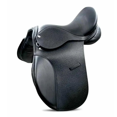 AMKA Sattel für Pony aus Leder schwarz Weite Kammer