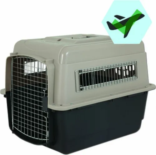 Petmate Ultra Transportbox 81 x 57 x 61 cm - Braun - Hunde-Transportbox aus hochwertigem Kunststoff, IATA-zugelassen für Flugreisen, mit leicht öffnender Stahltür und praktischem Boden-Design für trockene Reisen.