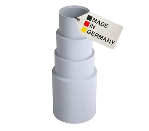 BAUHELD 1x Staubsauger-Schlauch Aufsatz [Made in Germany] - Adapter für Staubsauger-Düse aus stabilem PVC-Gummi - Reduzierstück für Kärcher Parkside Bosch Makita Festool Eibenstock - Hellgrau