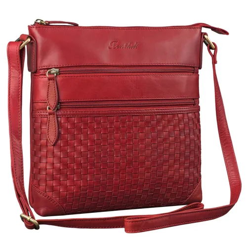 Benthill Umhängetasche Damen aus Echtleder - Umhängetasche aus hochwertigem Echtleder mit geflochtenem Muster, ideal für stilvolle Auftritte und praktische Aufbewahrung dank Reißverschlussfach.