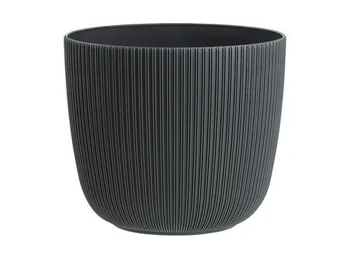 Engelland Blumentopf Pflanztopf mit Drainagesystem (Vorteils-Set, 1 St., robuster PP-Kunststoff), Rillenoptik, UV-resistent, Drainagesystem, direkte Bepflanzung