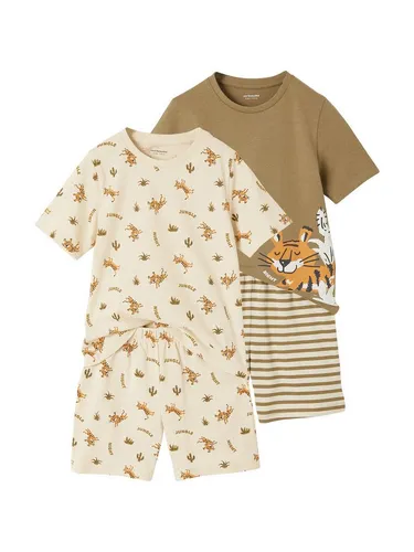 vertbaudet Schlafanzug kurze Jungen Schlafanzüge mit Tigern 2er-Pack