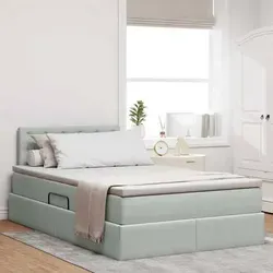 vidaXL Bett mit Stauraum und LED in Hellgrau, 120 x 190 cm