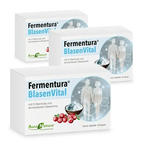 Fermentura® BlasenVital mit D-Mannose & Cranberry-Extrakt | 180 Kapseln, 3er-Pack | Vegan - Einzigartige Rezeptur mit D-Mannose und Cranberry. Hochwertige Mischung aus natürlichen Extrakten zur Unterstützung der Blasengesundheit. Ideal für Ihre bewusste Ernährung.