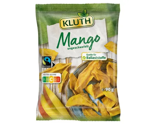 KLUTH Knabberei, Kluth Mango getrocknete und ungeschwefelte Mangostreifen 90g