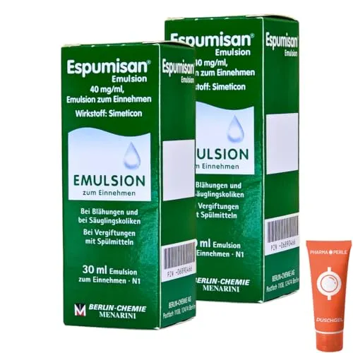 Espumisan Emulsion 2 x 30 ml bei Blähungen Säuglingskoliken 3-Monatskolik Entschäumer Simeticon I Sparset mit Pharma Perle give-away