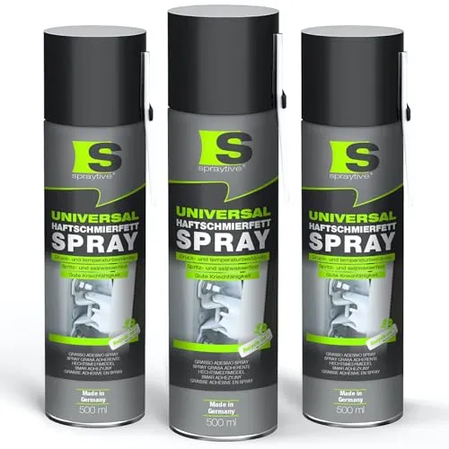 Spraytive 3 x 500 ml Universal Haftschmierfett-Spray – Schmierfett & Kriechöl für Auto, Gelenke, Lager & Scharniere – hochviskoses Sprühfett, Seilfett & Polfett, Korrosionsschutz - Made in Germany