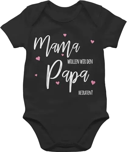 Baby Body Junge Mädchen - Hochzeit - Mama wollen wir Papa heiraten - 18/24 Monate - Schwarz - babykleidung heirat heiratsantrag+baby+body hochzeitsantrag daddy bodys möchtest du heiratsantrag