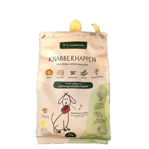 Hunderunde – Trockenfutter für Hunde 2x4kg – Knabberhappen Alleinfutter I vollwertig & pflanzlich I Kann die Verdauung & Fellglanz unterstützen I Insektenprotein Kichererbse Flohsamen Süßkartoffel