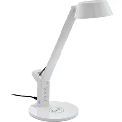 BANDERALO Tischleuchte, weiss - LED mit QI-Charger - Tischleuchte mit beweglichem Kopf, dimmbar und Farbtemperatur wechselbar. Integrierter QI-Charger für kabelloses Smartphone-Laden. Ideal für modernes Wohnen und optimale Beleuchtung.