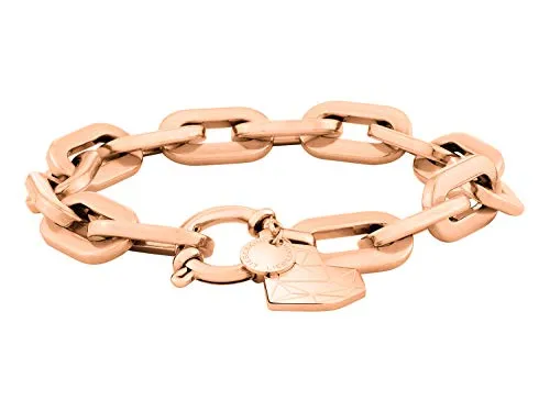 LIEBESKIND BERLIN Damen-Statement-Armband LJ-0312-B-20 - Elegantes Edelstahl-Armband in IP Roségold mit geometrischer Oberflächenstruktur, perfekt für stilbewusste Frauen.