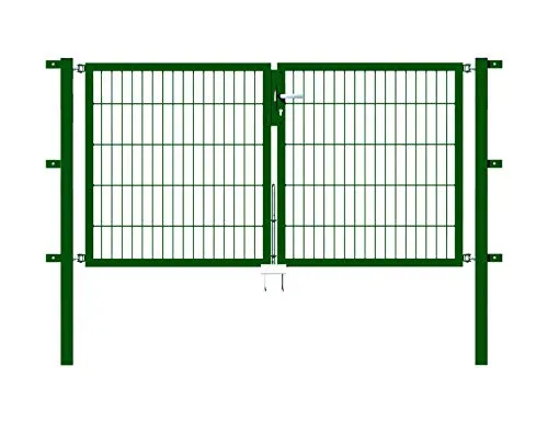 Doppeltor ALBERTS Flexo 200 x 100 cm Typ 6/5/6 - Gartenzäune: Robustes Metalltor in elegantem Grün, ideal für Sicherheit und Stil in Ihrem Garten.