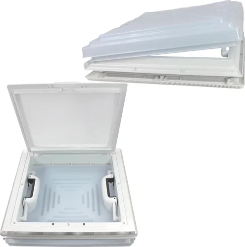 MPK 42 Dachluke für Wohnwagen & Caravan – 40 x 40 cm - Hochwertige Dachhaube mit Milchglashaube für optimale Lichtverhältnisse. Klappbarer Rahmen mit Moskitonetz und Dauerlüftungssystem – ideal für Wohnmobile und Caravans.