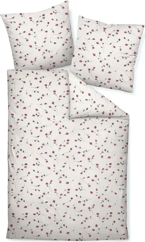 Janine Seersucker Bettwäsche 200x220 cm in Rot - Bettwäsche in floraler Optik aus atmungsaktiver, hautfreundlicher Baumwolle, bügelfrei und pflegeleicht – ideal für erholsamen Schlaf und Allergiker.