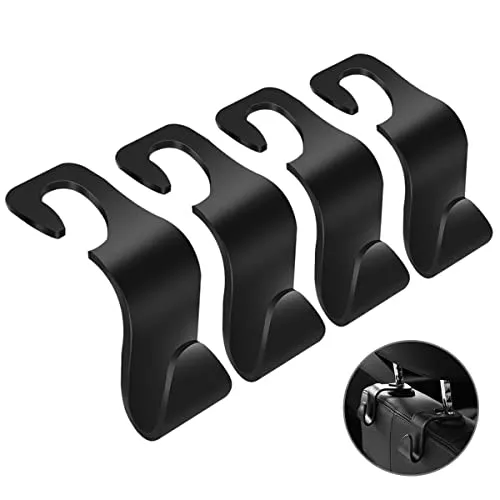 WUJUN 4 Stück Autositz Zurück Haken -Sitz KopfstüTzen Auto Haken für Lebensmittel-Taschen, Handtaschen, Kleidung Tragbare Veranstalter Inhaber