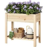 Woltu Hochbeet mit Ablageboden, 80x75x40 cm - Praktisches Hochbeet aus Tannenholz mit Stauraum. Ideal für Gartenliebhaber: ergonomische Arbeitshöhe von 75 cm, wetterfest und leicht zu montieren. Perfekt für Kräuter, Gemüse und Blumen!