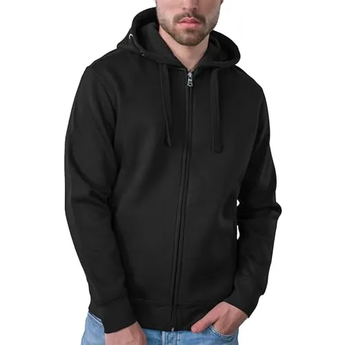 HRM Herren 707 Premium Hooded Jacket I Fair Trade Kapuzenjacke, 320 g/m² I Aus 70% Baumwolle & 30% recyceltem Polyester, Black, 5XL