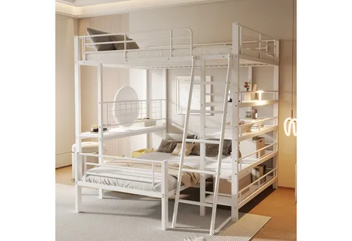 Okwish Hochbett Weiß 140x200 cm – Stilvolles Metall Hochbett für Kinder und Jugendliche - Dieses Hochbett kombiniert modernes Design mit praktischer Funktionalität. Ideal für platzsparende Lösungen im Kinderzimmer. Der stabile Metallrahmen gewährleistet Langlebigkeit und Sicherheit.