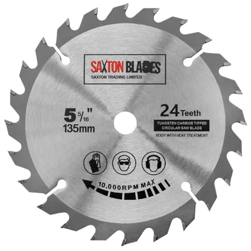 TCT13524T Saxton TCT Kreissägeblatt 135 mm x 12,7 mm Bohrung x 24 T kompatibel mit Bosch Makita Dewalt