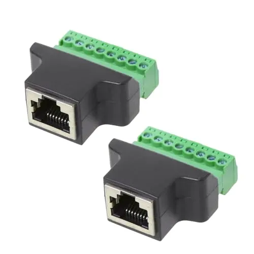 Stück RJ45 Schraubklemmenadapter,RJ45 Buchse auf Terminal Block 8-Pin Adapter,Ethernet Verbindungsstück,Geeignet für CCTV-Kamera,Digital DVR,Netzwerkgeräte 2