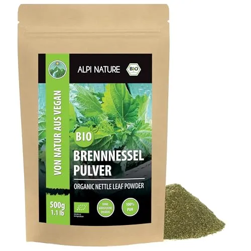 Alpi Nature Brennnessel Pulver BIO 500g, Brennnesselblätter getrocknet und gemahlen, Brennesselpulver bio