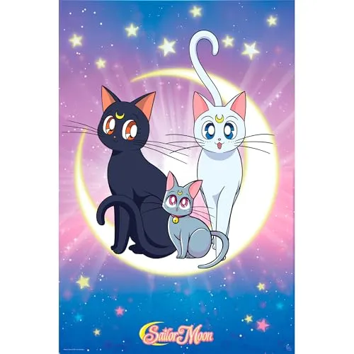 ABYSTYLE Sailor Moon Luna, Artemis & Diana 61 x 91,5 cm / 24,2 x 35,8 Zoll Maxi-Poster – Gerollt geliefert – Kunstposter – Wandposter – Poster & Drucke | Sailor Moon Merchandising