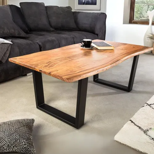 LebensWohnArt Couchtisch ARBOL 120cm aus Akazie mit Baumkante und V-Gestell - Massiver Couchtisch aus hochwertigem Akazienholz, einzigartiges Design mit Baumkante und stabilen V-Gestell – ideal für stilvolle Wohnzimmer.