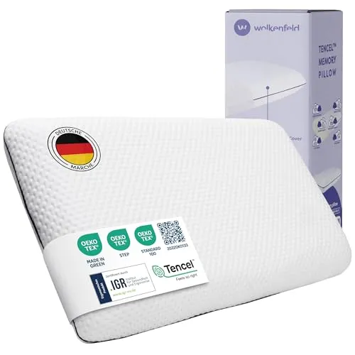 Wolkenfeld Memory Foam Nackenstützkissen 60x40x10 – Atmungsaktives Nackenkissen mit optimalem Support - Ergonomisches Memory Foam Kissen für komfortablen Schlaf. Der atmungsaktive Tencel-Bezug sorgt für Frische und ist pflegeleicht. Ideal für Rücken-, Seiten- und Bauchschläfer.