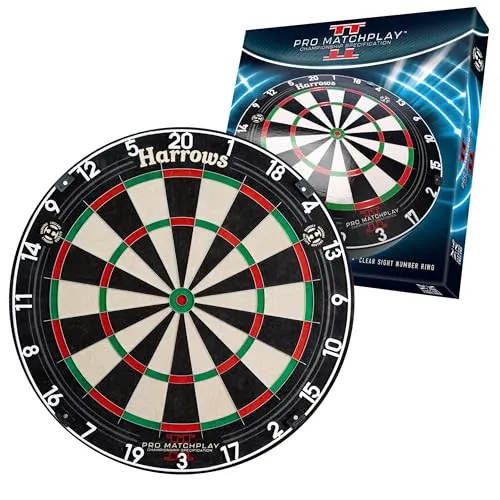 Harrows Dart Board Pro Matchplay 2 I Dartscheibe, offizielle Größe, Dartscheibe mit ultradünnem Messerdraht für maximale Punktzahl, kompatibel mit Dartscheibenständer, Dartscheibenbeleuchtung