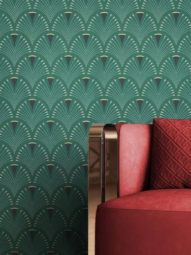 NEWROOM Tapete Grün Vliestapete Pfauenfeder in grün von Newroom