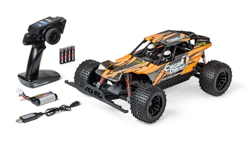 Carson RC FE Cage Devil 3.0 Buggy - Ferngesteuertes 1:10 Off-Road Modell, bis zu 35 km/h schnell, mit 2,4 GHz Steuerung und spritzwassergeschützter Elektronik für unwegsames Gelände. Komplettset für sofortigen Fahrspaß!