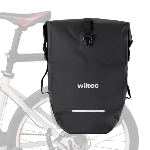 Wiltec Gepäckträgertasche 25 l - Fahrradtasche für Gepäckträger, wasserresistent und ideal für E-Bikes und Fahrräder, bietet 25 l Stauraum für alle wichtigen Dinge auf Ihren Touren.