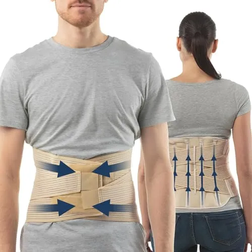 aHeal Rückenstützgürtel & Rückenbandage Damen & Herren | Lendenwirbelstütze | Rückengurt Rückenschmerzen | Orthopädischer Stützgürtel Rücken | Stützgürtel Lendenwirbelsäule | Größe 6 Haut
