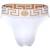 Versace Underpants Jersey String für Herren - Eleganter Herren Tanga von VERSACE mit hochwertigem Greca-Muster und Medusa-Motiv am elastischen Bund. Ideal für stilbewusste Männer, die Wert auf Qualität legen.
