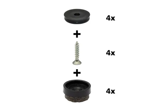 WAGNER design yourself Klick-Gleiter QuickClick® Stuhlgleiter, Filzgleiter, Möbelgleiter I 4er-Set zum Anschrauben I 4x Basis + Schraube + Gleiteinsatz austauschbar - Wollfilz ULTRASOFT - Durchmesser Ø 17, 20, 25, 30, 40, 50 mm - Made in DE