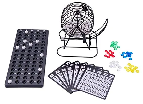 Bingo Spiel mit Lostrommel und 18 Bingo Karten