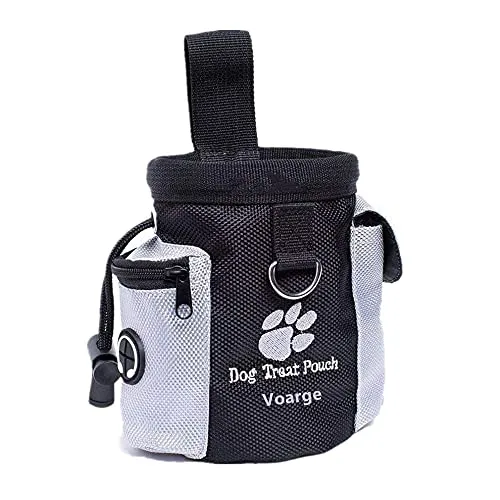 VOARGE Futterbeutel für Hunde, Tragbarer Imbissbeutel, Lebensmitteltasche, Eingebautem Poop Tasche Spender, Futtertasche Leckerlitasche Snack Bag mit Clip Futtertasche für Hundetraining und Ausbildung