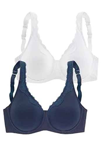 Bügel-BH PETITE FLEUR, Damen, Gr. 100, Cup B, blau - Funktionsunterwäsche mit nahtlos vorgeformten Cups und elegantem Spitzenband, ideal für hohen Tragekomfort und Unterstützung.