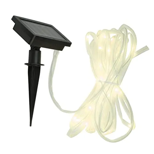 Böttcher-AG Lichtschlauch LED, warmweiß, 7 m - Lampen für außen mit 50 warmweißen LEDs, IP44 wasserfest, autark durch Solarenergie, einfache Installation mit Erdspieß und zwei Leuchtmodi.