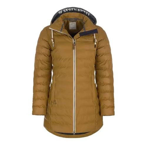 Dry Fashion Damen Polyurethan-Mantel Danzig gesteppt - Outdoor-Jacke wind- und wasserdicht in Zimt Größe 48