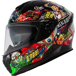 O'Neal Challenger Crank Integralhelm - Schwarz/Rot/Grün/Gelb - M - Motorradhelm mit Vollvisier und integrierter Sonnenblende, ideal für sicheres Fahren bei jedem Wetter. Genormte Sicherheit nach ECE 22.06 und schweißabsorbierendes Innenfutter für maximalen Komfort.
